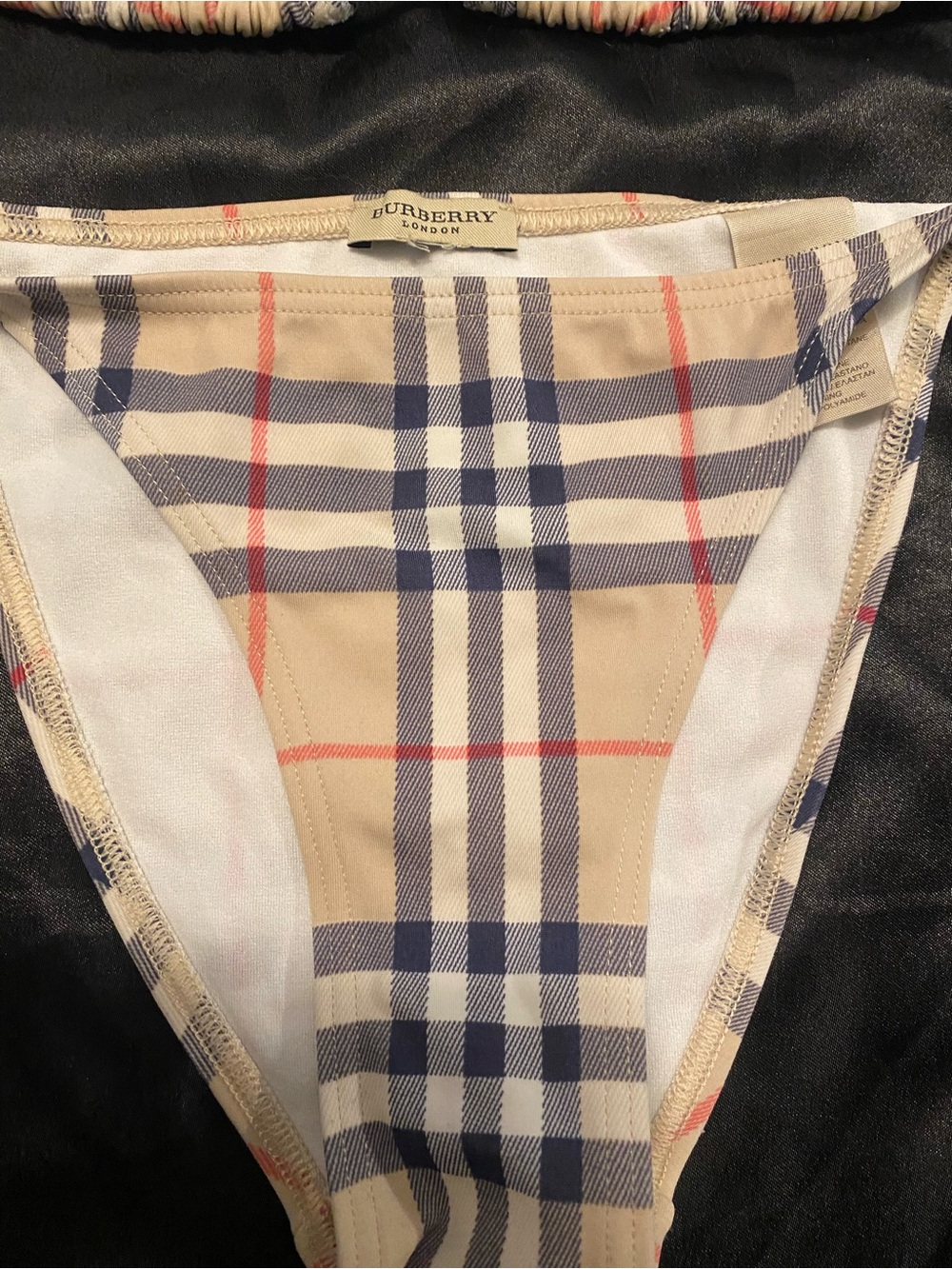 Burberry Beige Navy Red Check Triangle String Bikini AMAZING DEAL!! - Picture 3 of 7